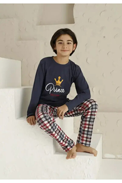 TOSKI Pijama Băieți,Mânecă Lungă si Pantaloni Lungi, Prince,Bleumarin