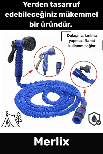 Merlix Yeni Seri Dolaşmaz Dayanıklı 7 Kademeli Uzayan Bahçe Sulama Araç Yıkam...