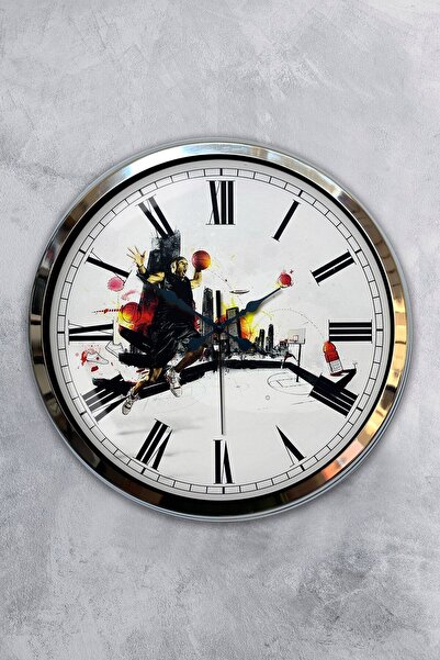 Kasva Concept ساعة ديكور للهدايا مقاس 40 سم من معدن الكروم باللون الأبيض الرو...