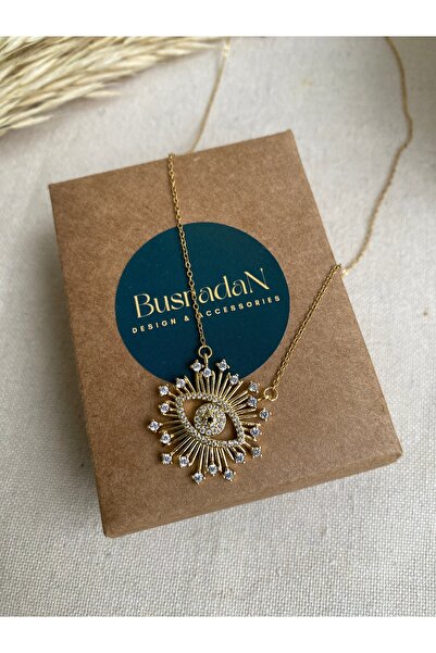 BusradanDesign قلادة على شكل عين فولاذية 47 سم