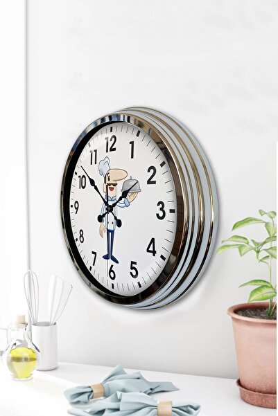 Kasva Concept هدية ساعة حائط معدنية كروم برتقالية مقاس 40 سم