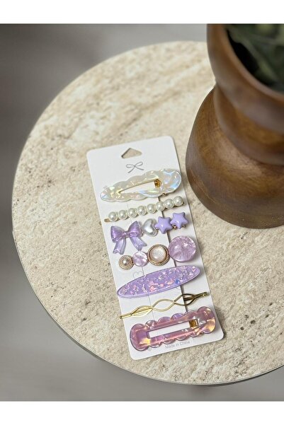 Madam Nora Stylish Multi Hair Clip Set | Pearl, Stone and Patterned Buckle Combination | 10-Piece Trend Hair Accessory