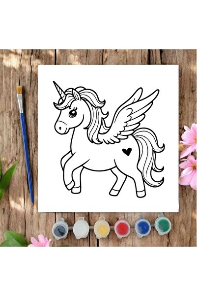 CHVE DESIGN 20x20 Tuval Boyama Seti Çocuklar İçin Etkinlik Unicorn Tuval Boya...