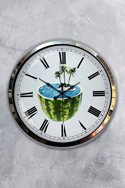 Kasva Concept 40 cm Chrome Metal Vintage Wall Clock Gift