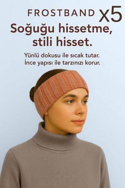 TrendMELO Frostband Series – Wool Headband-Earband-5-Piece Coral Orange