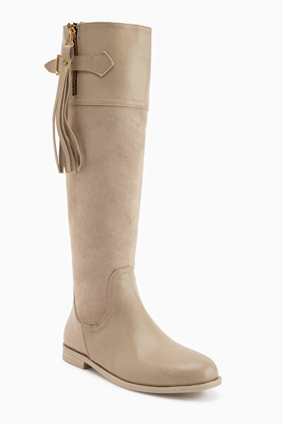 Limoya Galia Beige Suede Buckle Women's Boots