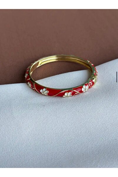 FlawlessJewelrys Red Color White Flower Enamel Bracelet