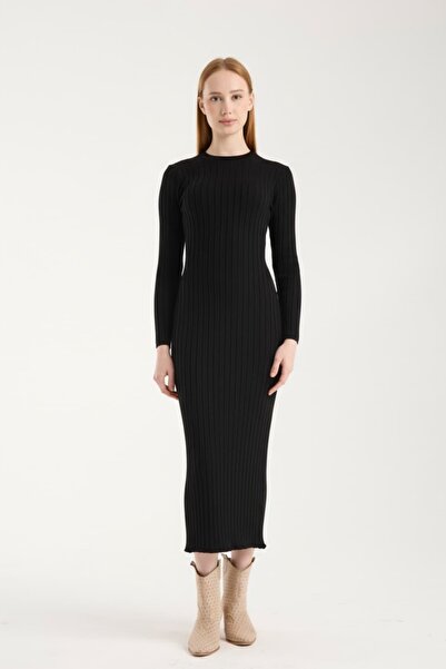 Denivy Long Sleeve Ribbed Knit Dress Dnv-000141