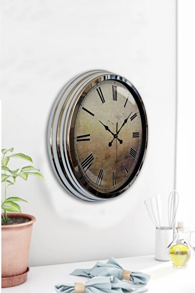 Kasva Concept ساعة حائط للمطبخ معدن كروم مقاس 40 سم