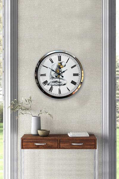 Kasva Concept ساعة حائط حائط من الكروم 40 سم كروم معدنية على شكل فراشة هدية