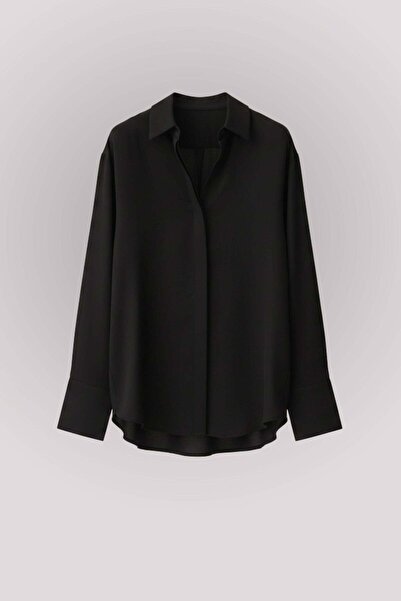 Suavette Hand Painted Black Shirt "" (Organic Motifs) in Cotton