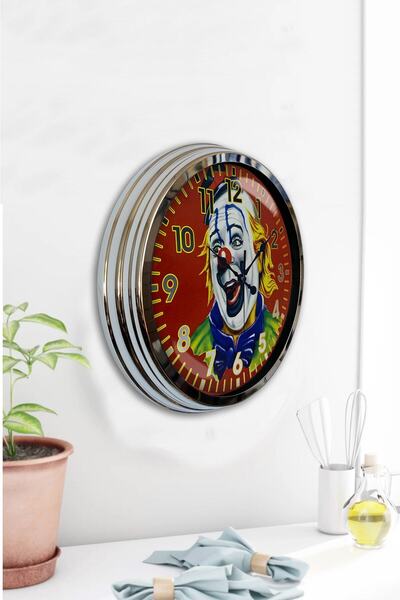 Kasva Concept ساعة حائط زخرفية هدية 40 سم كروم معدنية عتيقة من الكروم