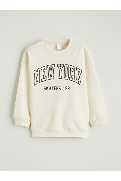 LC Waikiki Bej New York cu imprimeu Hanorac gros pentru băiat tricou