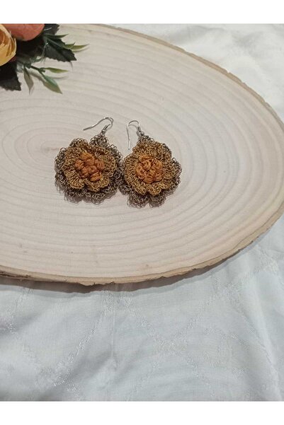 golden takış Handmade Knitted Modern Earrings