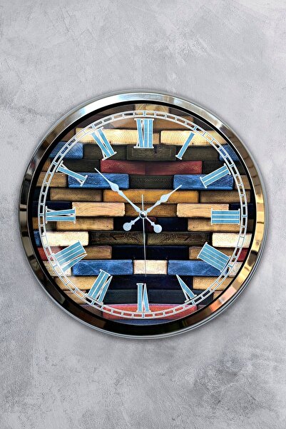 Kasva Concept 40 cm Chrome Metal Yellow Wall Clock Gift