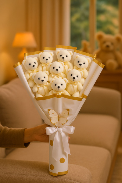 BYSHOPPİNG 10 Ayıcıklı Buket-Yılbaşı Özel Hediyelik-Sevgiliye Özel Dekoratif ...