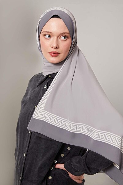 Levidor Antrasit Labirent Desen Medine İpeği Şal