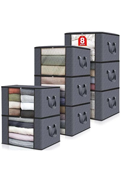Generic 8-Pack Large Foldable Clothes Storage Bags with Handles for Bedding & Blankets