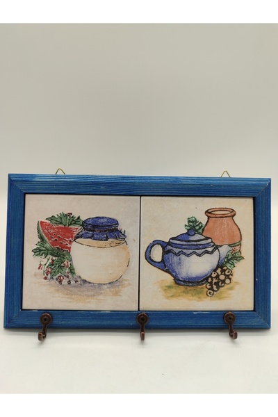 Decozenith Vintage Seramik Duvar Askılığı Anahtarlık – Ahşap Çerçeveli Dekora...