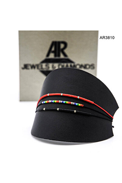 AR Jewels & Diamonds Set of 3 14K Gold Cord Bracelets AR3810 with 2 mm Gold Beads and 2 mm Miyuki Beads