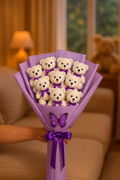 BYSHOPPİNG 10 Ayıcıklı Buket-Yılbaşı Özel Hediyelik-Sevgiliye Özel Dekoratif ...