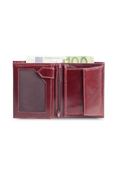 Marchen Collection Özder Multi-Compartment Vertical Claret Red Leather Men's Wallet