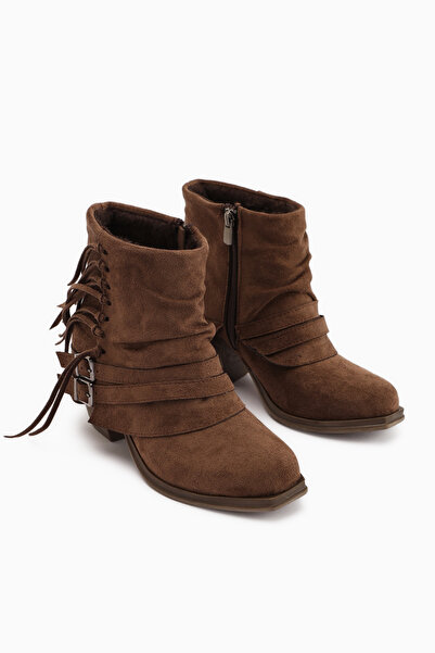 Limoya Elis Brown Suede Buckle Women's Cowboy Western Boots