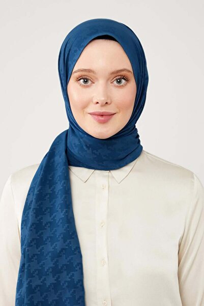 Levidor شال أنيق منقوش باللون الأزرق الداكن من قماش الجاكار