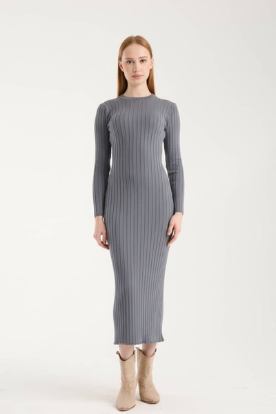Denivy Long Sleeve Ribbed Knit Dress Dnv-000141