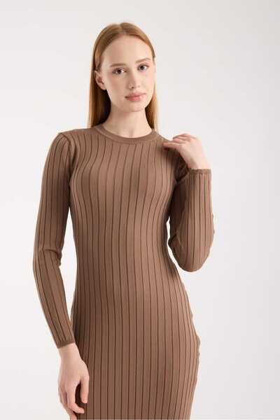 Denivy Long Sleeve Ribbed Knit Dress Dnv-000141