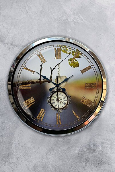 Kasva Concept 40 cm Chrome Metal Climate Themed Wall Clock