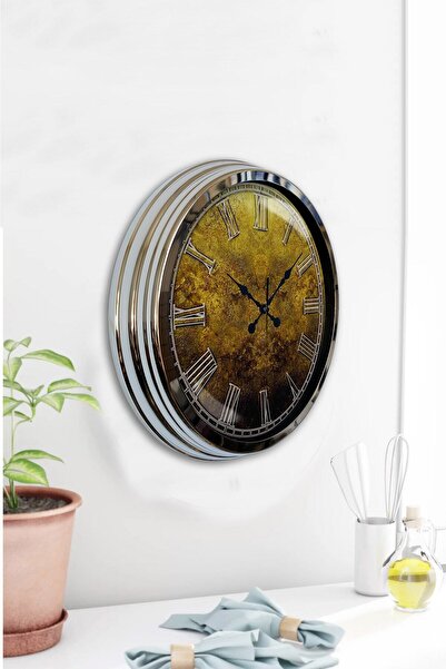 Kasva Concept ساعة حائط للمطبخ معدن كروم مقاس 40 سم