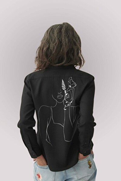 Suavette Hand Painted Black Shirt "" (Organic Motifs) in Cotton