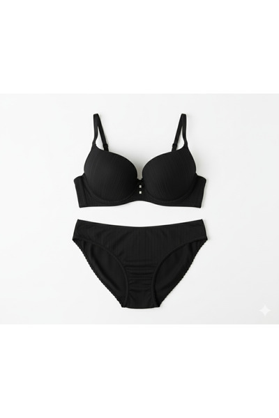 SOMOR طقم حمالة صدر وسروال داخلي مبطن للنساء – أحمر داكن / كريمي / أسود / بود...