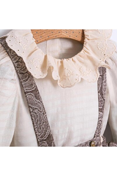 Magu Baby Girl Cotton Lace Collar Long Sleeve Floral Print Romper with Shorts Set – Vintage Style