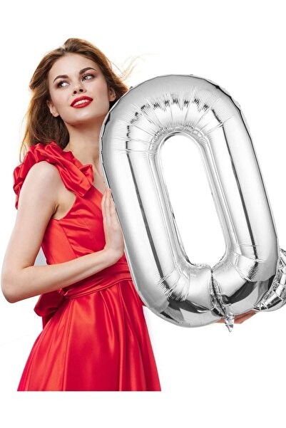 ebru parti evi Folyo Balon O Harfi Helyum Balon 100 Cm Gümüş Renk - O Harf Ba...