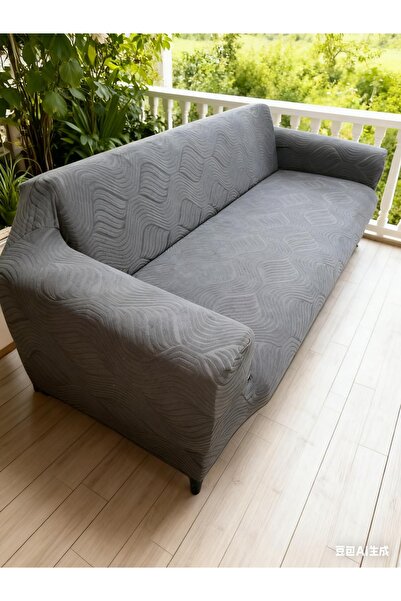 Hazineci Bey Sofa Cover Jacquard Flexible Wind Pattern 3 Seater One Piece