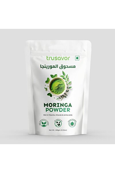 Trusavor Raw Moringa Powder, 100% Organic, Gluten-Free, 100g