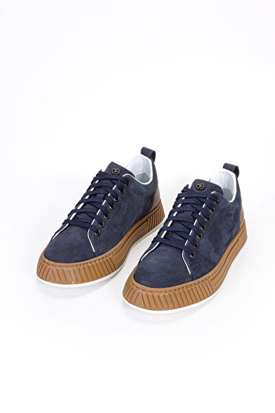 Vantaggio Tyron Navy Blue Nubuck 100% Genuine Leather Men's Sneaker Shoes