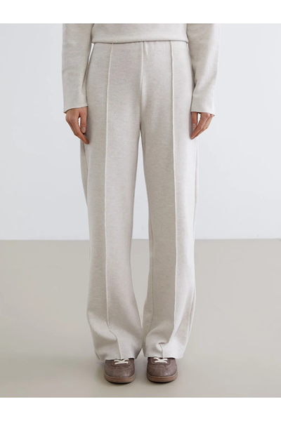 LC Waikiki Xside Beige Elastic Waist Wide Leg Women's Sweatpants