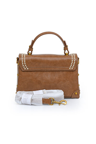 Levidor Authentic Phaeton Metal Logo and Embroidery Detailed Small Size Women's Hand and Shoulder Bag Lv930573 Camel