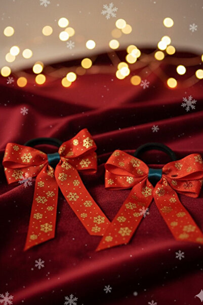 Jaida Moda Women's Snowflake Figured Elastic Bow Model Set of 2 – New Year's Brooch