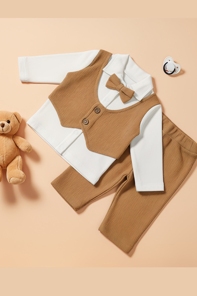 Tuabella 100% Cotton Bow Tie and Related Vest Set 2-Piece Baby Boy Set