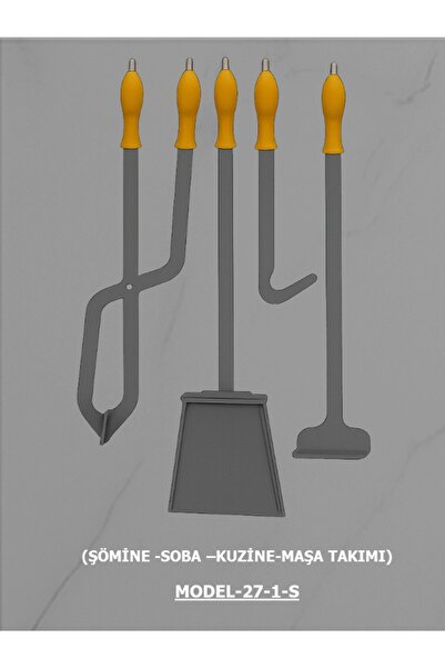 EXİTMODEL Şömine Kuzine Soba Maşası 4LÜ Lüx Askı Standlı Şömine-Soba Maşa Tak...