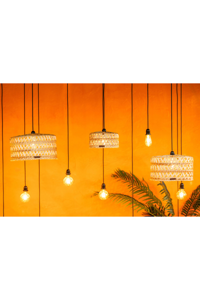 AtanDu Home El Yapımı Doğal Hasır 3’lü Avize Seti | E27 Uyumlu | Sarkıt Lamba...