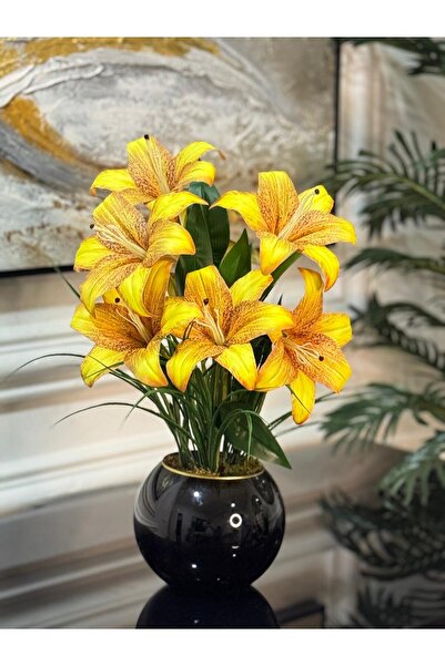 TASARIMHMODA Yapay Lilyumlu Cam Vazo No:6