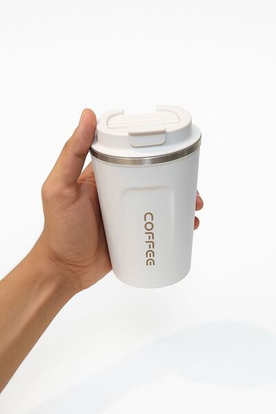 MDK كوب قهوة أنيق من الستانلس ستيل، يحافظ على حرارة المشروبات، مثالي للاستخدا...