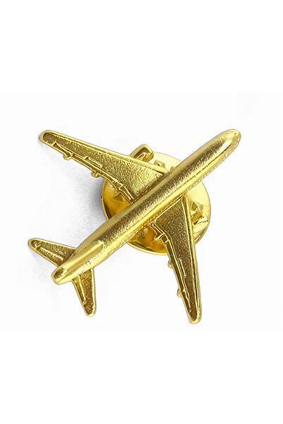 cacatasarım Uçak Yaka Rozeti Broş Yaka İğnesi Altın Renk Pilot, Hostes, Kaptan, Airplane, Plane