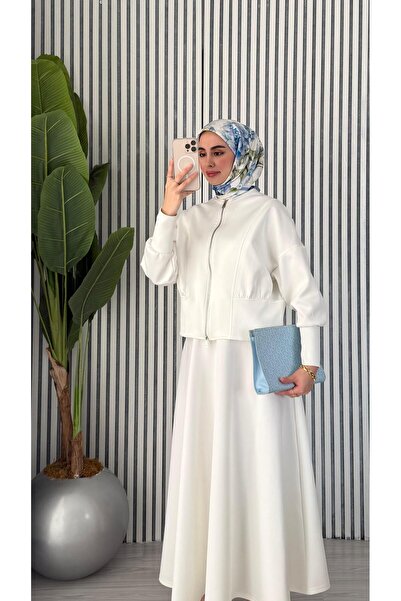 Molly Nelly Women's Double Zipper Cardigan Skirt Hijab Scuba Suit