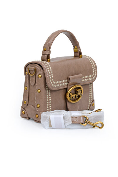 Levidor Authentic Phaeton Metal Logo and Embroidery Detail Small Size Women's Hand and Shoulder Bag Lv930573 Dusty Rose